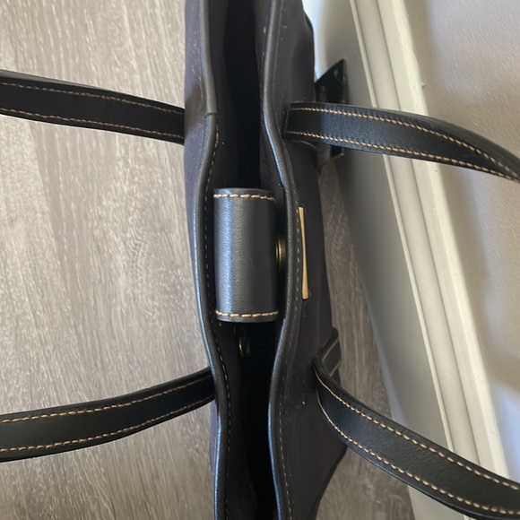 Vintage Lauren Ralph Lauren purse handbag small tote leather and fabric black - Picture 5 of 7